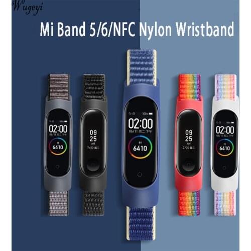 For Mi Smart Bracelet 6 Wristband Xiaomi Band 5 NFC Watchstrap Nylon Rainbow Replacement Strap