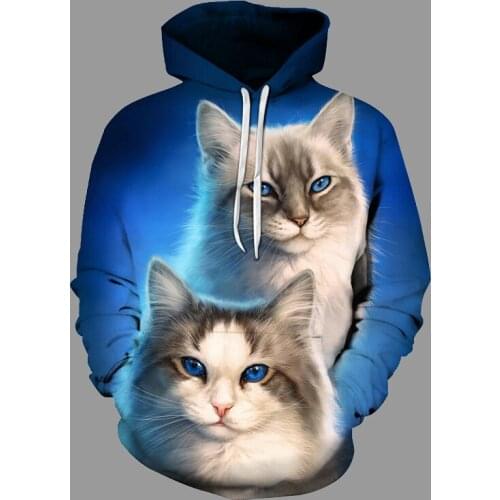Cute Cat Printing Man Woman Hoodies Fashion Casual Sweatshirt For Mens 2021 Spring Autumn Pop Loose Pullover Hooded Jacket 6XL