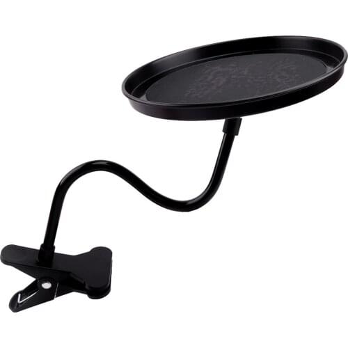Universal Car Black Round PC Phone Desk Food Cup Table Portable Clip Tray Stand Holder 360-degree Swivel Design Accessories