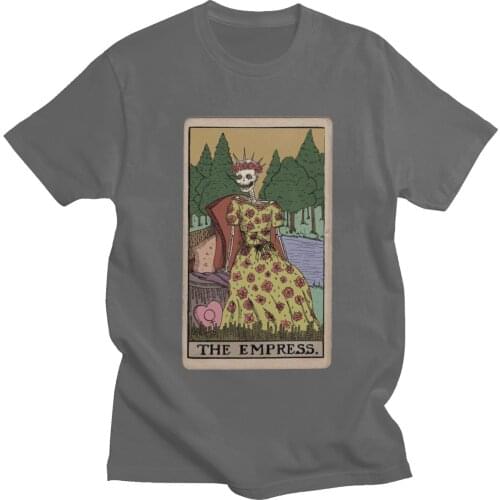 Vintage Death Tarot Card T-shirt Homme Cotton The Empress Tees Short-Sleeve Harajuku Skeleton T Shirt Casual Tshirt Clothes Gift