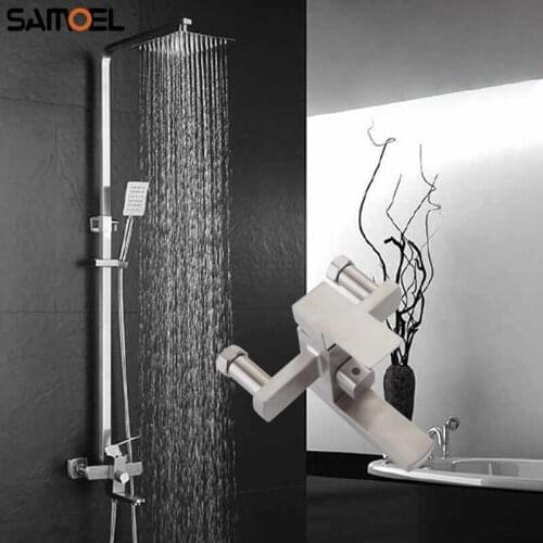 High Quality Stainless Steel Shower Faucet Set Brushed Liftable Shower Water Mixing Valve with Square 8 inch Showerhead ST346