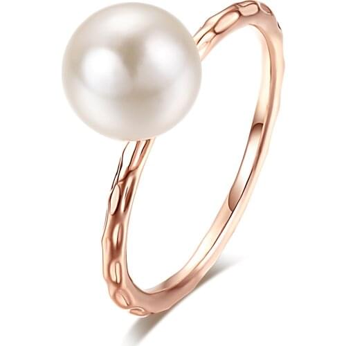 OL Lady Style 6mm Imitation Pearl Rose Gold Color Ring Full Sizes For Women Wedding Party Top Quality ZYR424