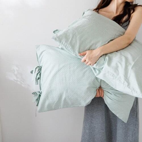 1 Pair 100% Cotton Pillow Case Laced Pure Solid Pillow Covers Cushion Case for Bedding Student Dormitory Floral Pillowcases