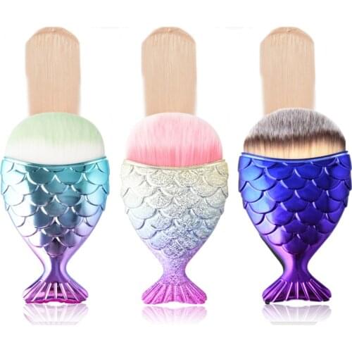 1Pc Mermaid Foundation Brush Fish Scale Makeup Brushes Professional Powder Blush Brush Fishtail Cosmetic Brush Tool #261211