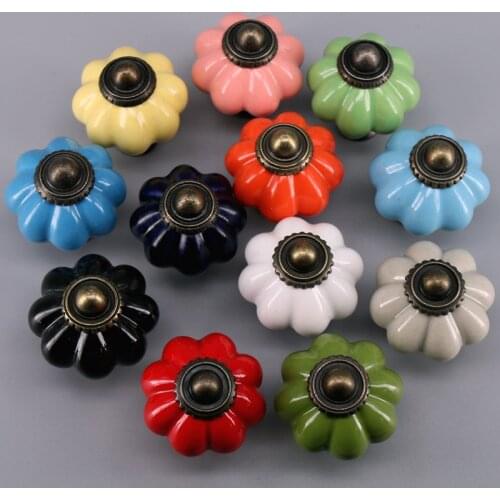 1pcs Vintage Pumpkin Shape Furniture Handle Door Knobs Ceramic Cabinet Handles Drawer Cupboard Kitchen Pull Handle