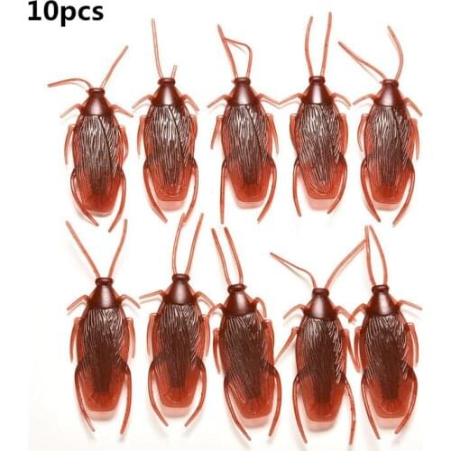 10pcs Prank Funny Trick Joke Toys Special Lifelike Model Simulation Fake Rubber Cockroach Cock Roach Bug Roaches Toy
