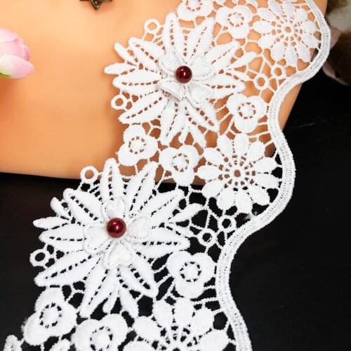 10yard 10cm New Popular Water Soluble MilkSilk Flower Embroidery 3d Lace Fabric Spot White Wedding Sewing Trim Dress Accessories