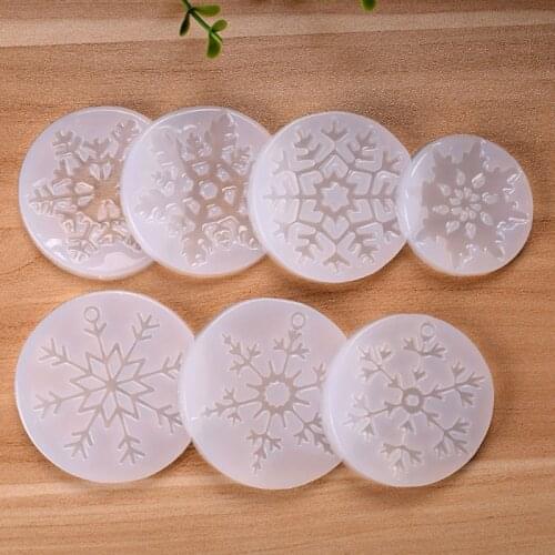 11Pcs Snowflake Resin Molds Christmas Snowflake Pendant Silicone Casting Molds