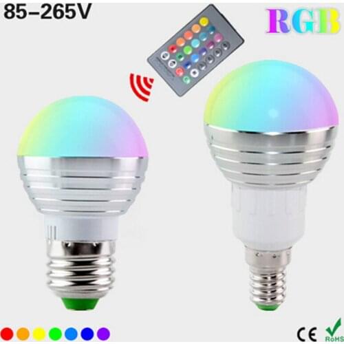 110V 220V E27 E14 RGB LED bulb 16 Color Magic LED Night Light Lamp Dimmable Stage Light 24key Remote Control holiday Decorative