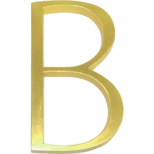 127mm Golden Floating Modern House Number Satin Brass Door Home Address Numbers for House Digital Outdoor Sign Plates 5 In. #B