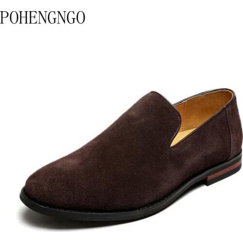2020 Autumn Stylish Men Suede Loafers Mens Driving Casual Shoes Black Brown Leather Men Wedding Party Fashion Street Footwear