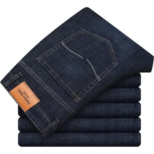 2021 Sulee Brand Fitted Straight Stretch Jeans Classic Style Young Mens Business Casual Denim Jeans Gray Black Blue
