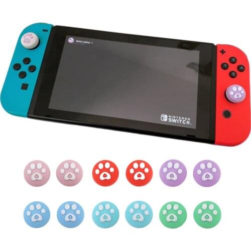 4pcs Cute cat paw Gamepad Thumb Stick Grip Cap Joystick Cover For Nintend Switch Lite Joy-Con Controller handle Rocker Case
