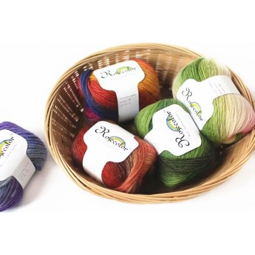 50g/ball Long Rainbow Wool Dyeing Pure Wool Yarn Lady Shawls Thread Fine Wool Hat Coat