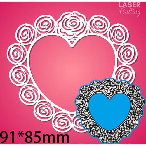 91*85mm Valentines Day Heart Rose New Cutting Dies Scrapbook Decoration Embossing Paper Craft Album Card Punch Knife Mold