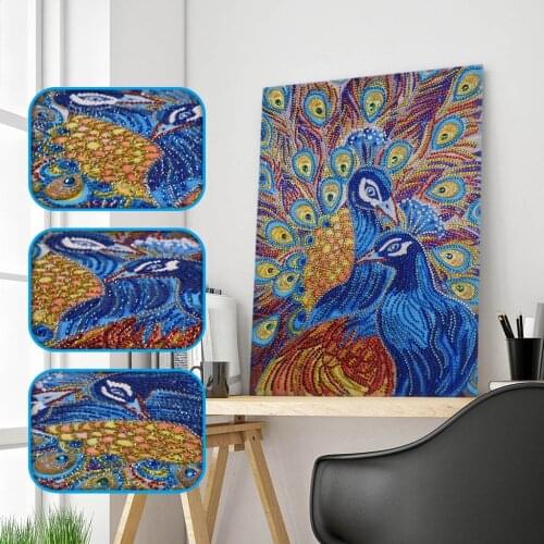 Special Shaped Diamond Embroidery Peacock Animal Diamond Painting Flower Crystal Rhinestone Diamond Cross Stitch Home Decoration