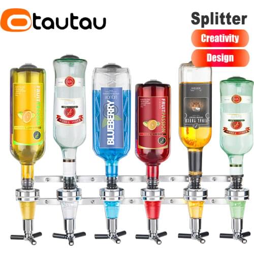 Wine Bottle Rack Holder Wall Mounted 6-Station Liquor Dispenser Bar Butler Wine Alcohol Bottle Drinking Pourer Bar Accessories