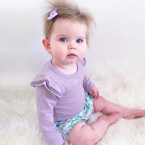 Newborn Toddler Baby Girl Boy Long Sleeve Romper Ruffles Sleeve Lovely Baby Solid Color Cotton Soft Clothes Tops 8 Colors