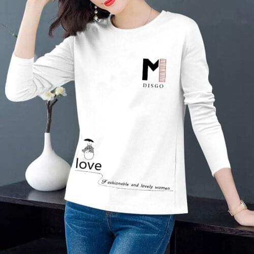 Letter Print T Shirt Women O Neck Loose T Shirt Autumn Long Sleeve Tees Korean Fashion Clothing Casual Tops Camisetas De Mujer