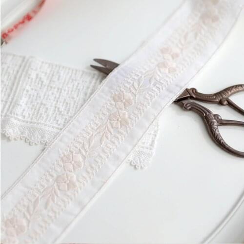 2 Meters/lot Light Beige Black Cotton Cloth Delicate Embroidered Lace Trim DIY Dress Hometexile Clothing Fabric Accessories