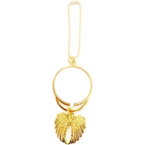 Custom Heat Transfer Blank Round Metal Pendant Round Angel Wings Sublimation Auto Accessories Pendant 100 pcs/ lot