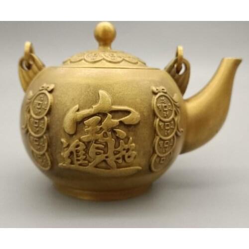 China brass fortune fish teapot crafts statue