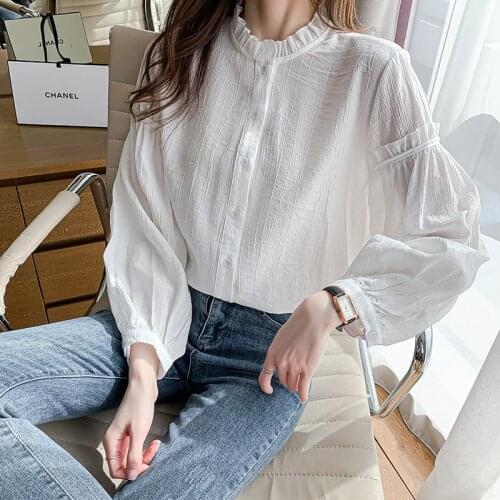 Retro Embroidery Lace Shirt Plus Size Spring Women Long Sleeve Linen Cotton Girls Blouse Femme Casual White Tops Blouses Ruffle