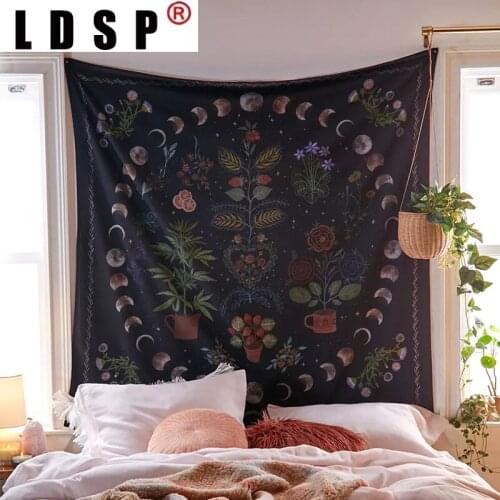 LDSP Moon Phase Floral Mandala Tapestry Wall Hanging Covering Rug Background Cloth Beach Mat Blanket Art Bedroom Dorm Home Decor
