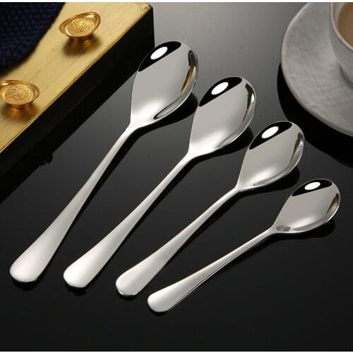 Stainless steel spoon for Western food household long handle tableware children small scoop
