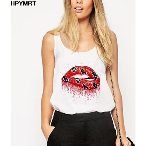 Summer Camisole Tank Tops Vest Women Sexy Lips Print Tops Tee Shirt Sleeveless White Female Casual Harajuku Loose Sexy Underwear