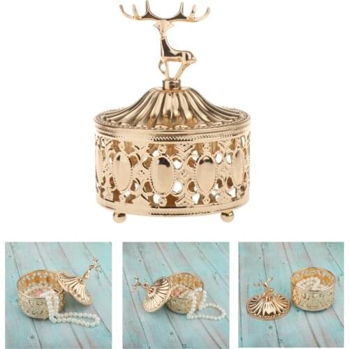 Metal Crafts Unique Decoration Box Storage for Decor Girl Necklace Trinket Jewelry Storage Tray Glass Mirror Base