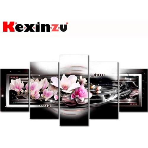 5pcs Full Square/Round Drill 5D DIY Diamond Painting Cross Stitch"Flower Home" Multi-picture Combination Embroidery Decor Home 6