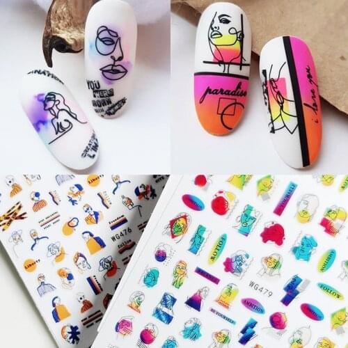 1pc Sexy Girl Sticker for Nails Abstract Image Women Face Water Sliders Manicure Nail Art Decorations Polish Sticker