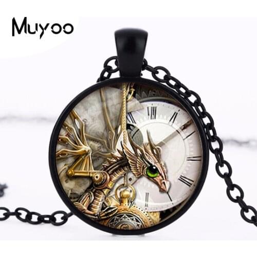 2017 new hot Fine Jewelry Steampunk clock pendant Clock Quarts Necklace Dinosaur pendant Steam punk accessories HZ1