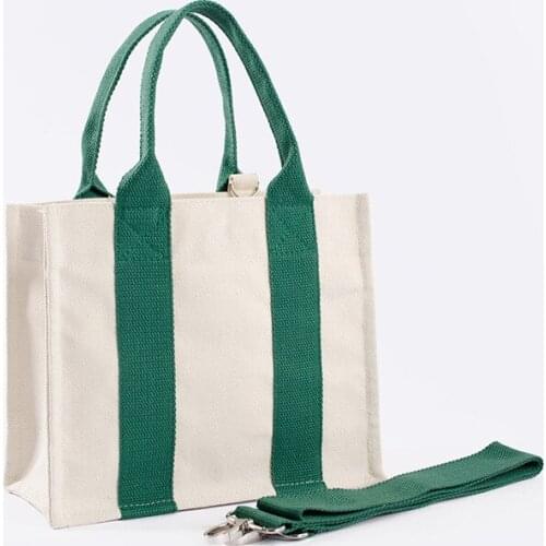 Solid Color Canvas Shoulder Bag Square Shape Tote Bag Simple Crossbody Bags For Women Casual Handbag Thickening Mommy Handbags