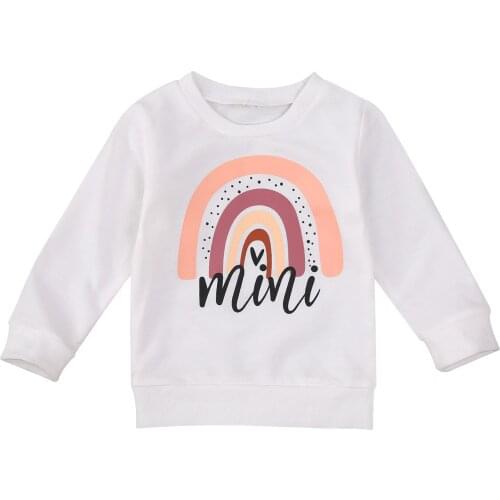 Autumn Childrens Top Infants Rainbow Hoodies Pattern Crew Neck Apparel Long Sleeve Sweater for Kids Sweatshirts