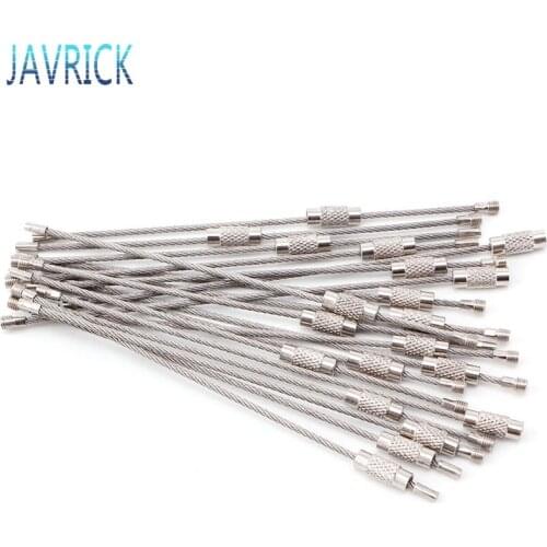 Lot Outdoor Hiking Screw Lock Stainless Steel Key Ring Chain Wire Rope Cable F3MD