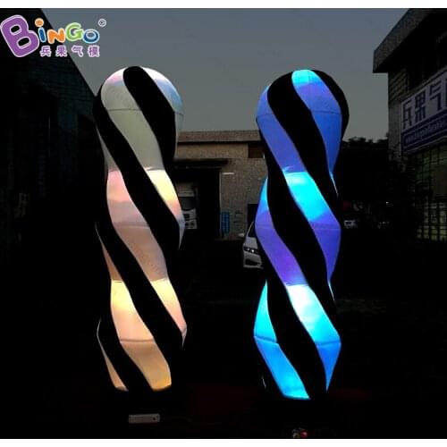 Customized 2.4 meter lighting inflatable LED pillar color change blow up black and white column for display light-up toy