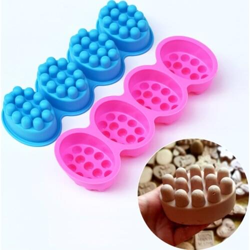 4 Hole Silicone Soap Mold 3D Massage Bar Handmade DIY Soap Making Tools Cuttable Therapy Bar Soap Mould Reusable Silicone Mold