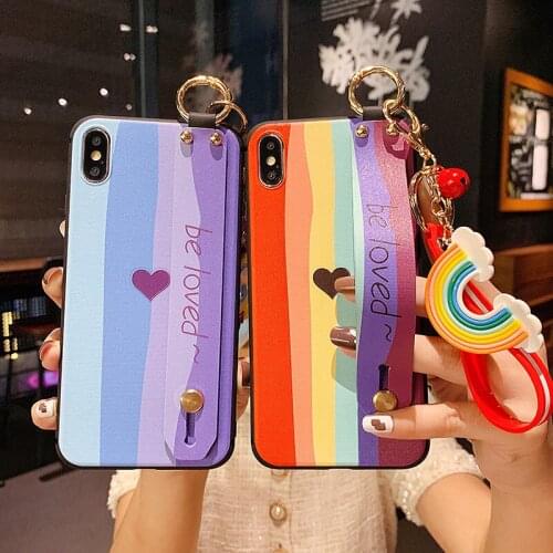 Fabulous Case For iphone 11 12 pro max SE 2020 7 8 plus 6 6s plus X Xs max XR Soft TPU Wrist Strap Phone Holder Case cover funda