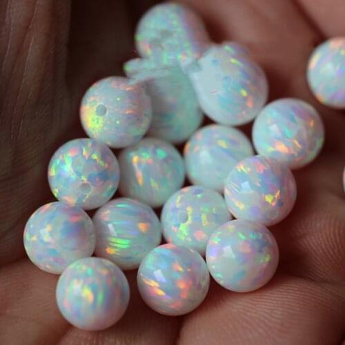 ONE PIECE Loose beads polymer impregnated synthetic Opal WHITE Round rainbow 3-12mm for DIY jewelry making wholesale
