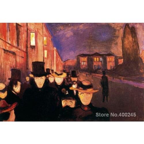 Modern Paintings Evening on Karl Johan Street Edvard Munch High quality Handpainted
