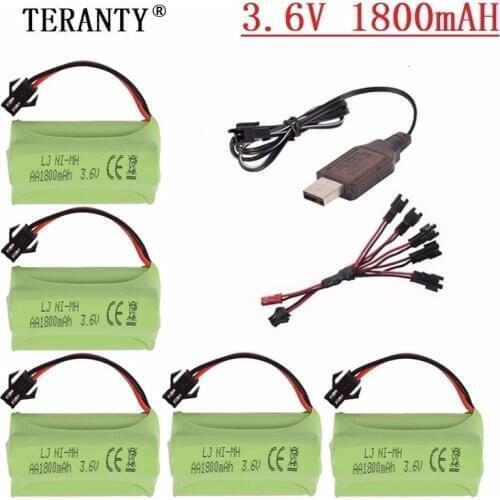 T Model ) Ni-MH 3.6V 1800mah Battery + 3.6v Charger For Rc toy Car Tank Train Robot Boat Gun AA 3.6v Rechargeable Battery Pack