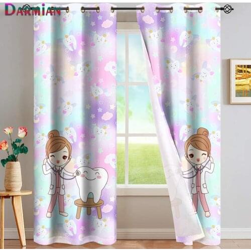 DARMIAN Nurse Nursing Pattern Window Thermal Insualted Blackout Curtain Bedroom Home Decoration Full Shade Grommet Drape 2021