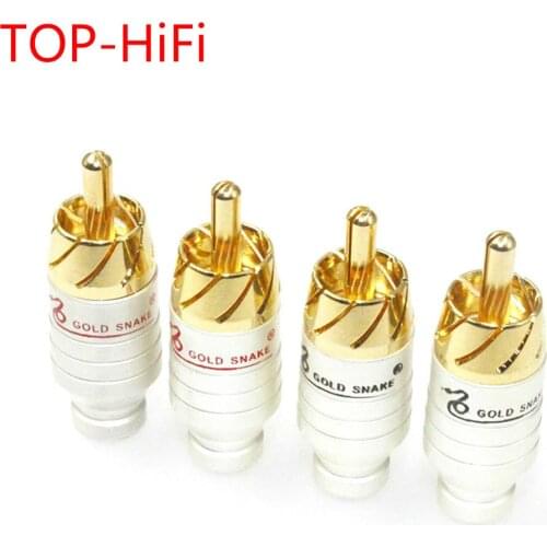 TOP-HiFi 8pcs/lot Brass Soldering Audio Video RCA plug Connector RCA Audio Plug Socket for Interconnect Cable