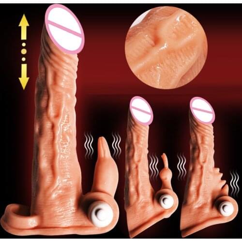 Penis Extender Reusable Delayed Ejaculation Penis Enlargement Condoms Vibrating Sex Toys For Men Penis Sleeve Vibrator