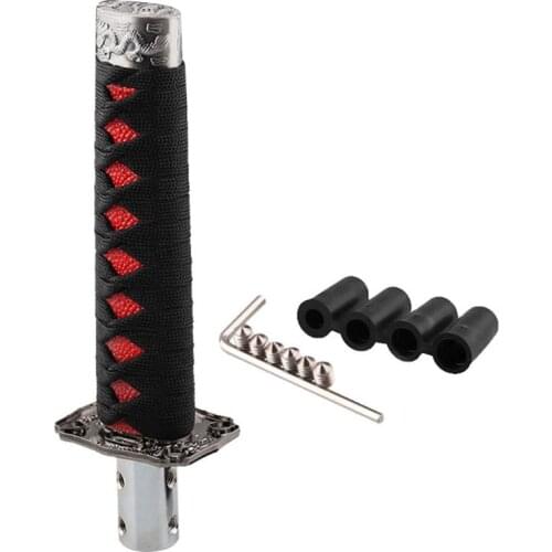 Fashion 1 Set Universal Samurai Sword Vehicle Car Shift Knob Katana Metal Weighted Sport Shifter 4 Adapter Car Accessories