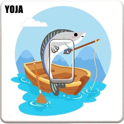 YOJA Cartoon Fishing Interesting PVC Coloured Wall Sticker Switch Decal Accessories 11SS0318