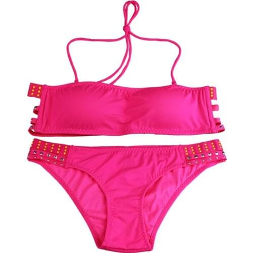 Female Bralette Women Sexy Swimwear Diamond Pattern Sets Pink Color Push Up Bra+Women Panties For High Quality NO.4548