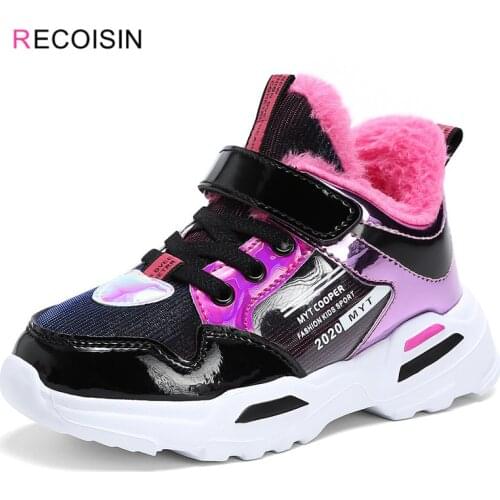 RECOISIN Winter Kids Shoes For Girl Comfortable Plush Warm Children Sneakers Girls Fashion Casual Running Sports Shoes Girls